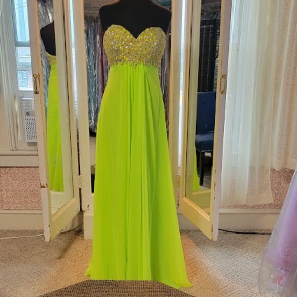 Terani Couture Neon lime green prom dress - Picture 2 of 9